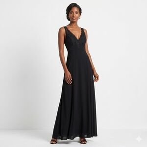 Simons Black Lace V-Neck Maxi Dress Size Med